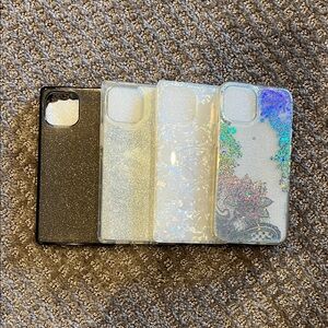 Glitter iPhone 13 mini Case Set - Black, Silver, White, Holographic